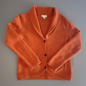 ATL Studio Women's L Wool Angora Blend Shawl Collar Cardigan Rust Orange